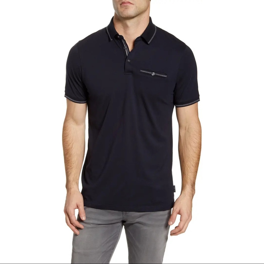 Ted Baker London Boomie Luxury Navy Polo Shirt